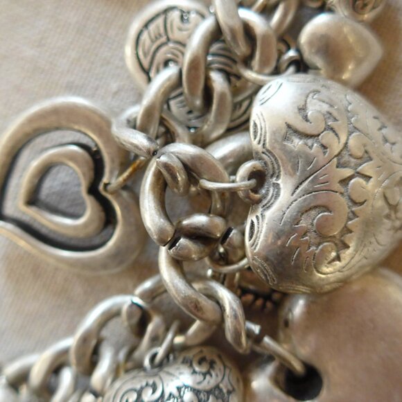 Puffy Heart Charms Silver Tone Necklace - Picture 8 of 11